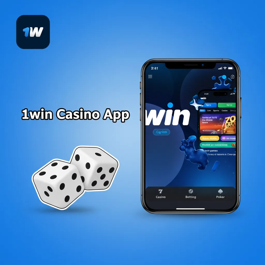 1win Casino app home screen with top slots, tables, live dealer games, and promos for bonuses, tournaments, free spins.