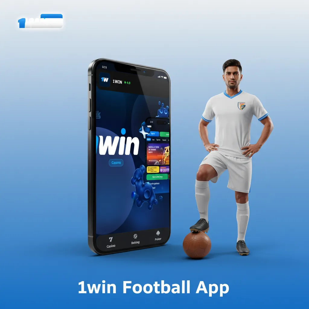 1win Football app interface with live scores, odds, markets, deposits, withdrawals, and notifications.