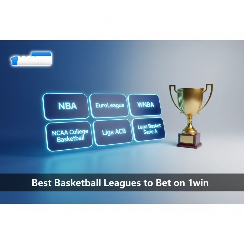 1win basketball betting graphic showing NBA, WNBA, EuroLeague, EuroCup, NCAA, FIBA World Cup, and NBL; pre-match and live.