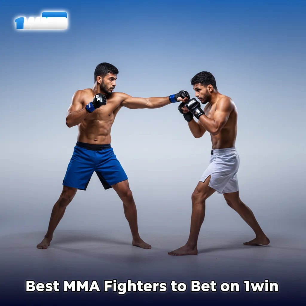 1win graphic featuring top MMA fighters to bet on: Makhachev, Pereira, Edwards, Topuria, O’Malley, Zhang, Aspinall.
