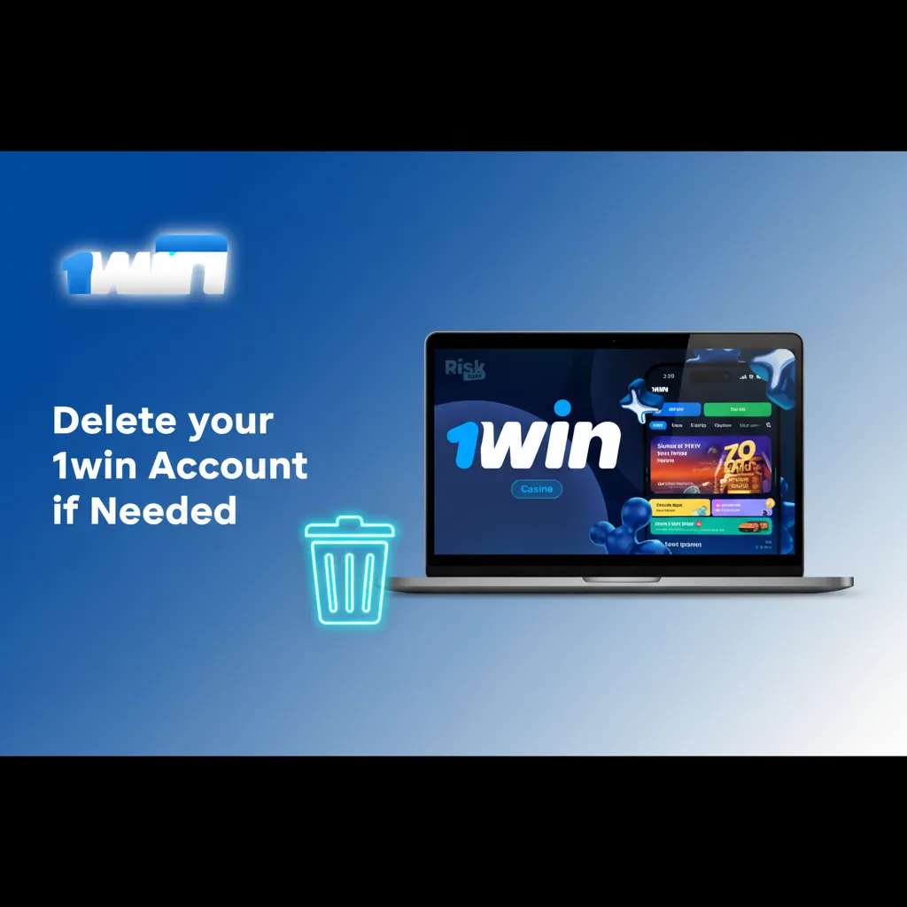Infographic on deleting a 1win account: contact support, confirm identity, clear bets, withdraw funds.