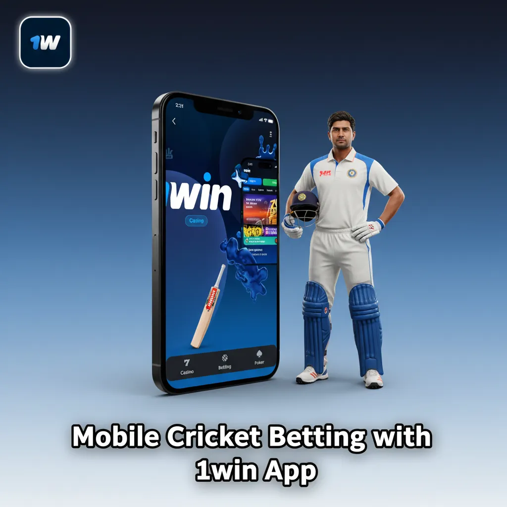 Mobile screen showing 1win cricket betting app: pre-match/live markets, Quick Bet, Cash Out, and Android/iOS install steps.