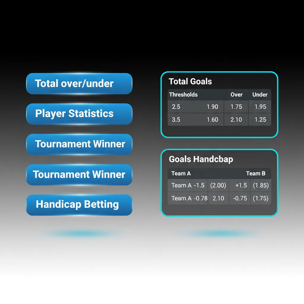 Types of Bets infographic: Single, Express/Accumulator, and System explained, with bet slip preview of potential returns.