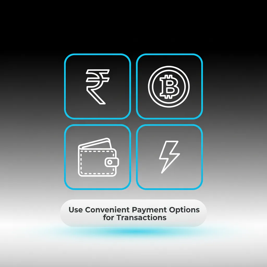 Secure, encrypted payments via UPI, wallets, IMPS, cards (Visa/Mastercard/RuPay), crypto, AstroPay; instant INR deposits.