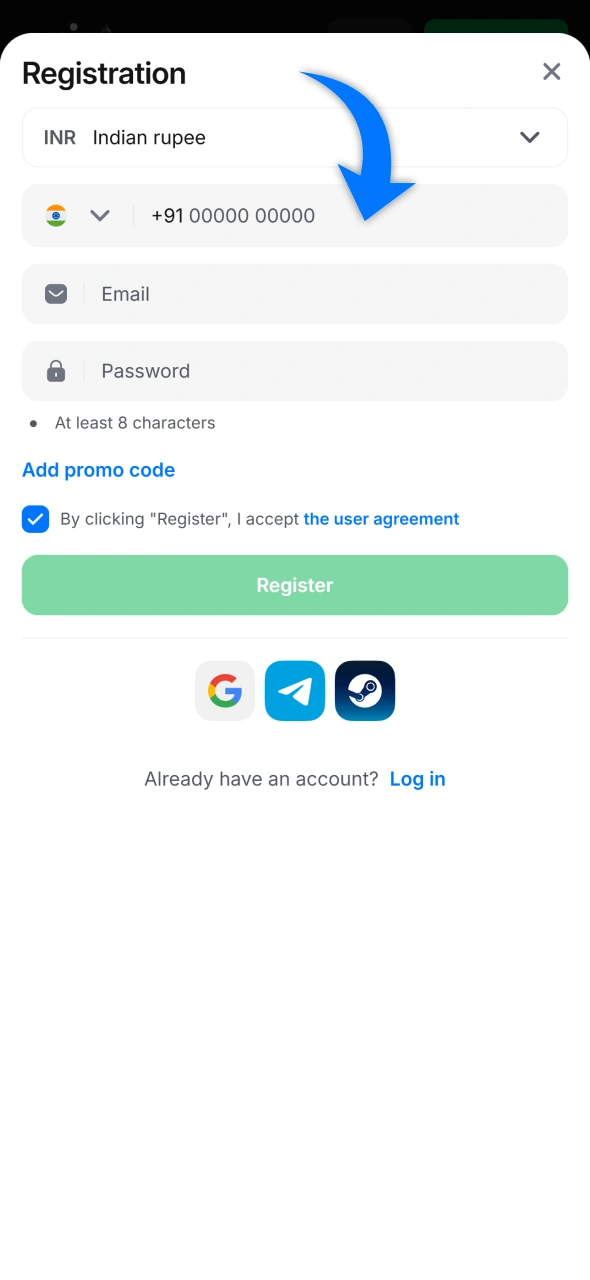 Get a 1win account to start using 1win promo codes.