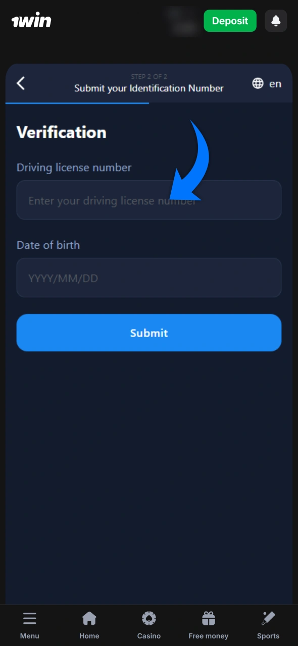 Fill in the details or follow instructions to get your account verified at 1win.
