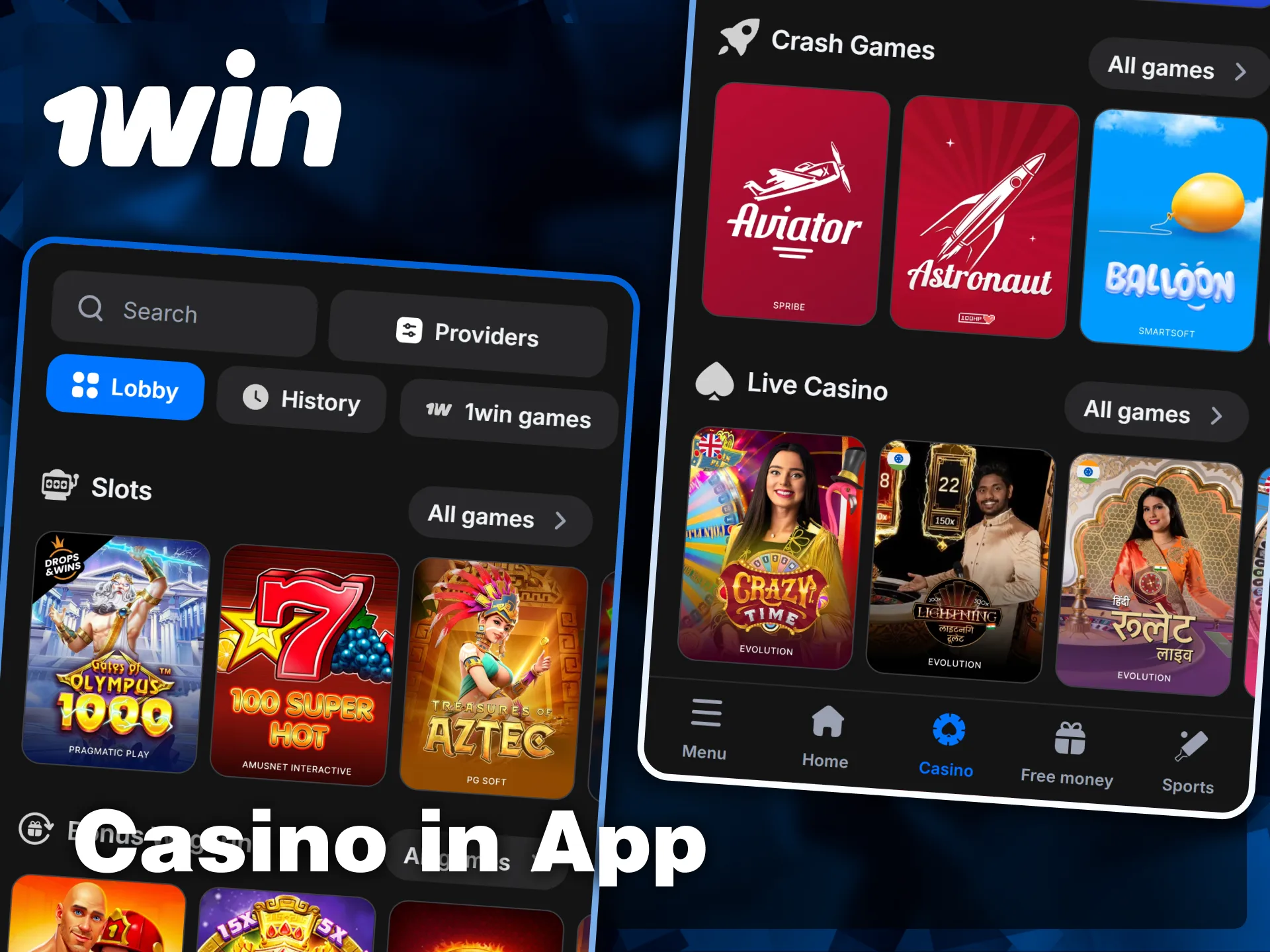 Explore a variety of high-quality casino games, including popular slots and live dealer options, on the 1win Android app.