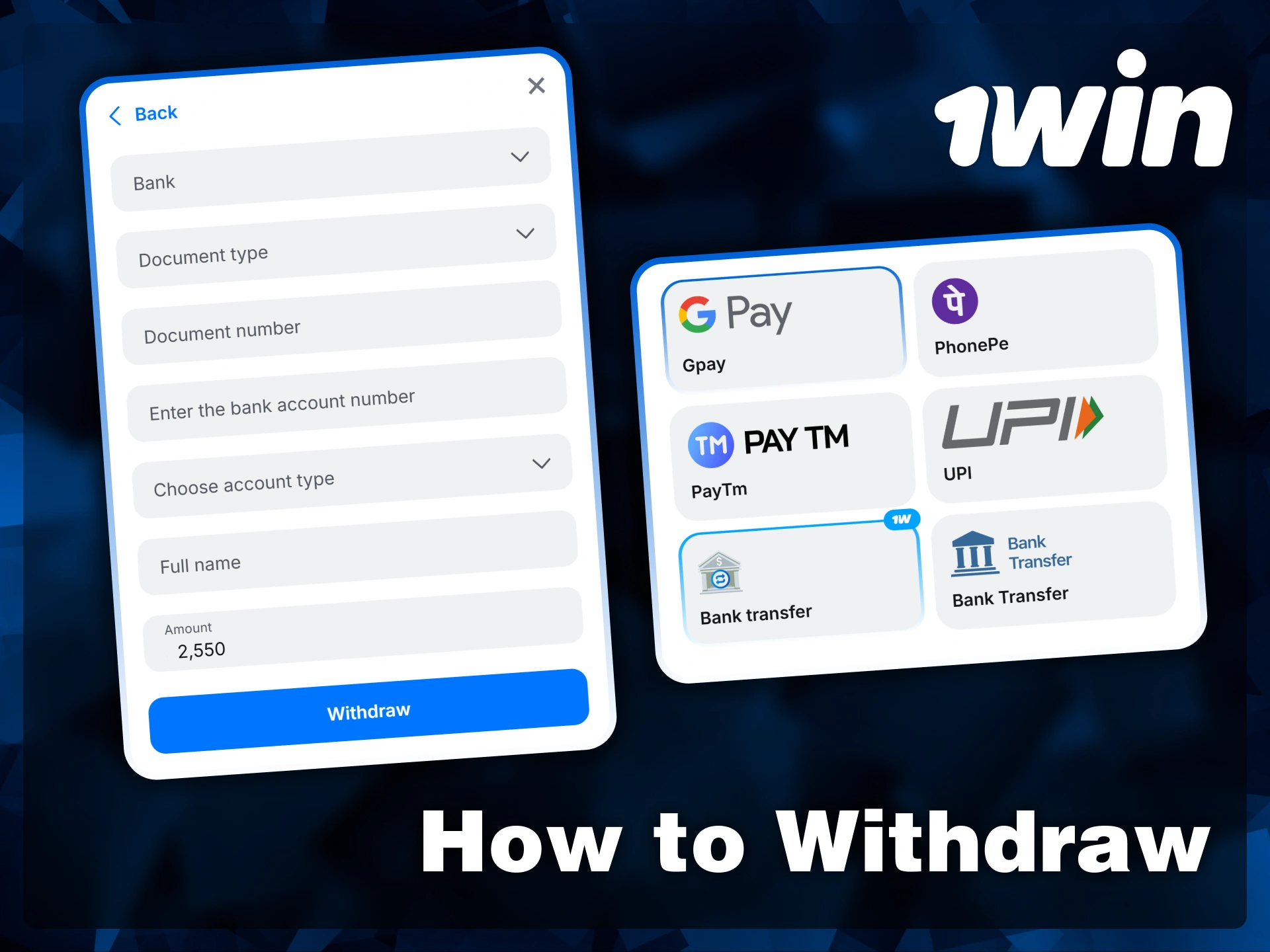 Request payouts quickly by providing your bank account details and desired amount in the 1win secure withdrawal section.