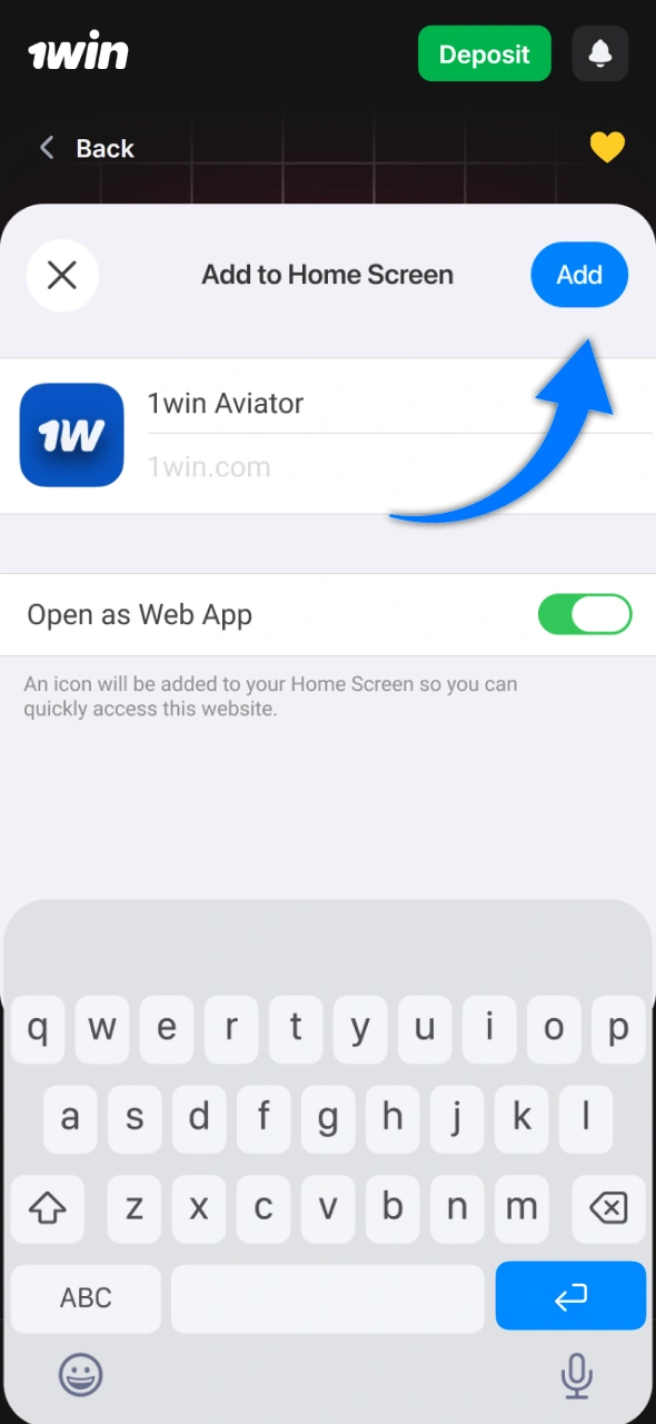 Complete the 1win application installation in a few clicks.