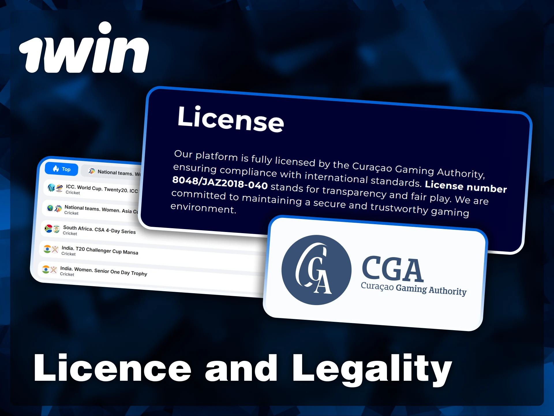 Review the official Curaçao Gaming Authority license details confirming that 1win is a legal and secure betting environment.