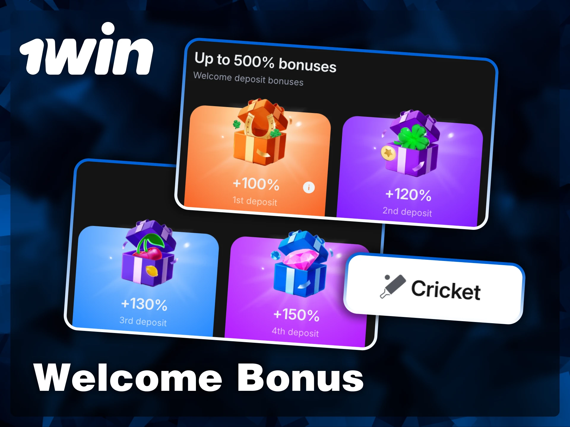 Take advantage of a massive welcome package offering in bonuses over your first four deposits at 1win.