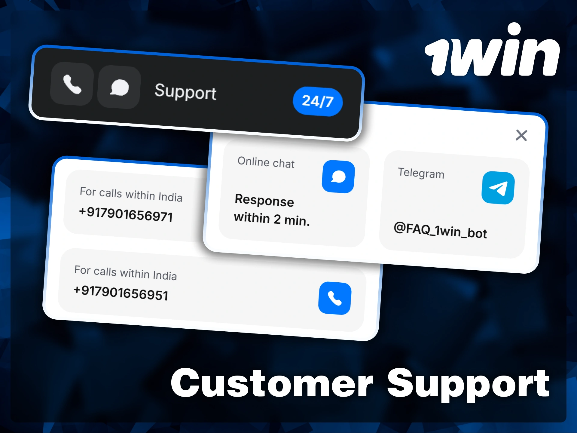 Connect with 24/7 support via Telegram, online chat, or dedicated phone lines within the 1win mobile application.