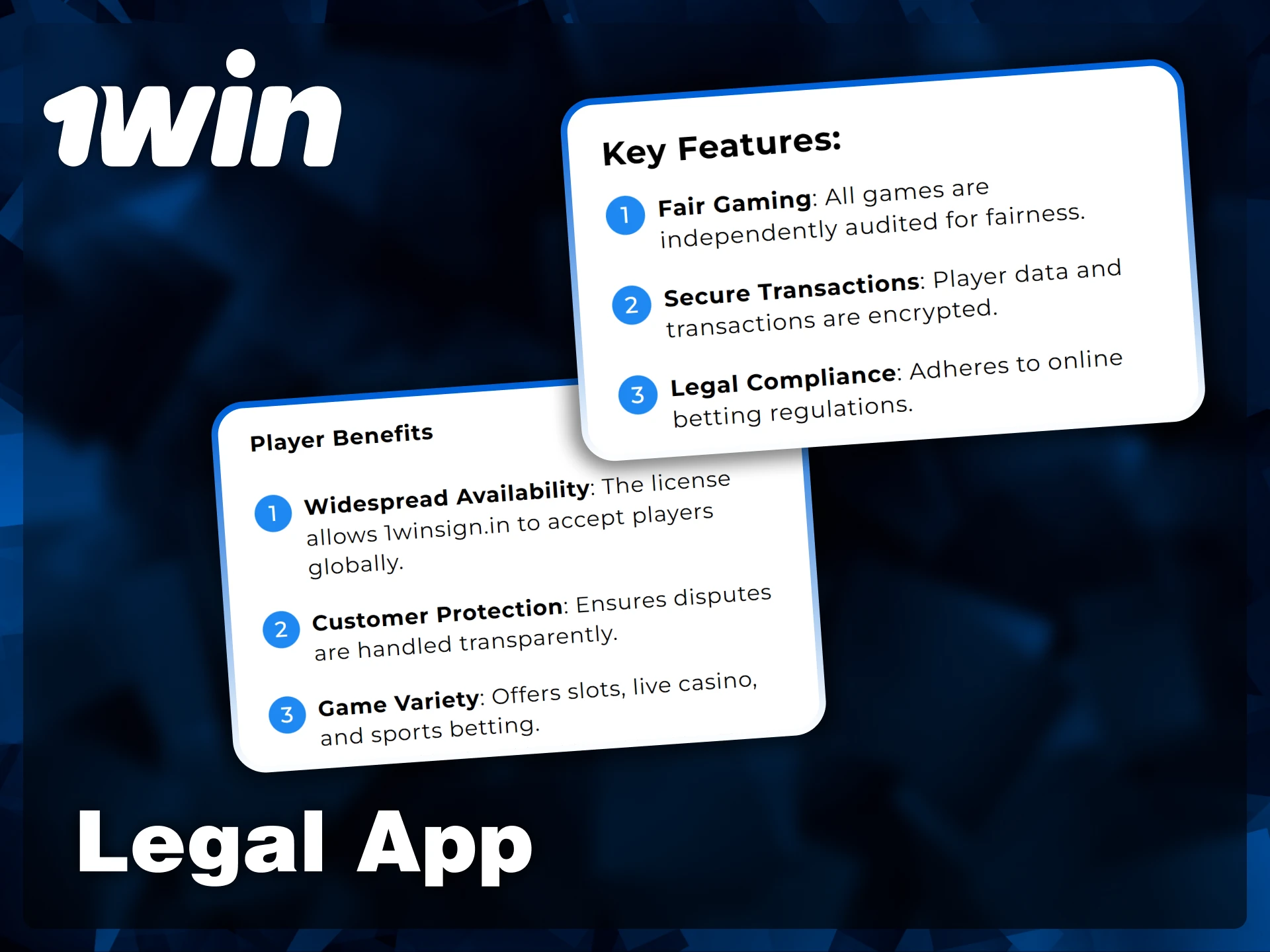 Review the key features and player benefits that confirm 1win is a legal and secure app for global users.