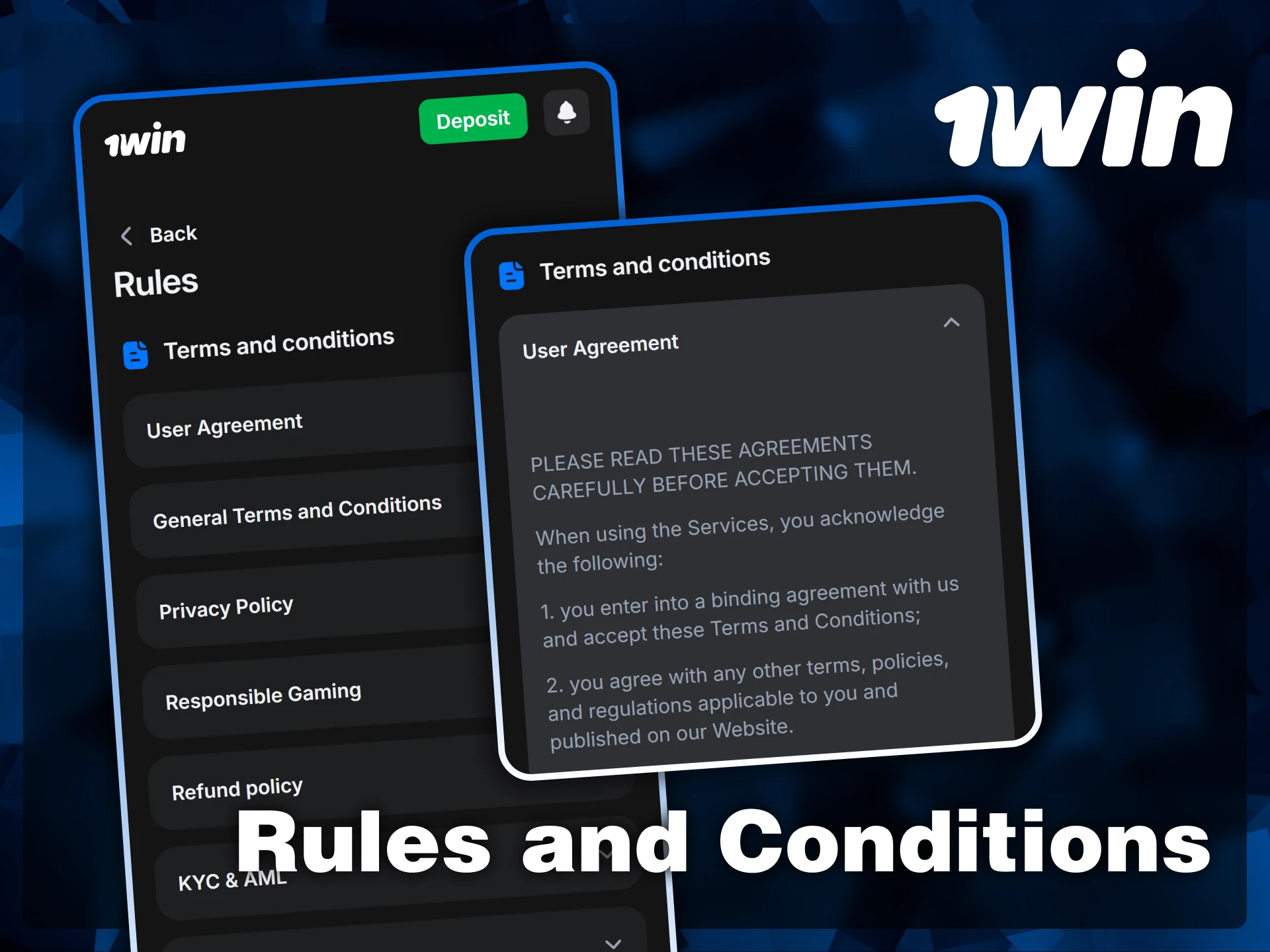 Review the 1win rules and conditions, including the user agreement, privacy policy, and refund policy, for a transparent gaming experience.