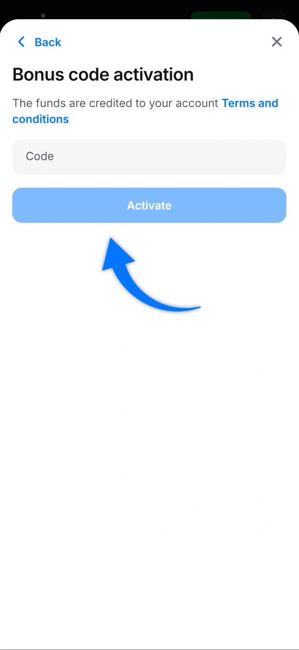 Access the dedicated Bonus code activation window at 1win to enter and activate your unique promotional codes.